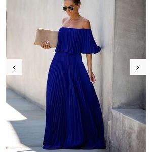 Royal blue maxi off shoulder dress worn once